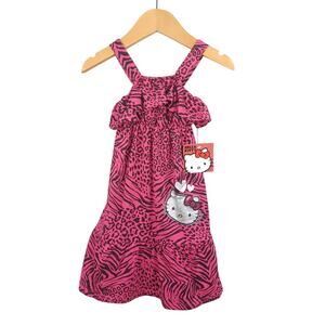 Hello Kitty Girls Animal Print Ruffle Maxi Dress size 2T Pink Black Sundress NWT
